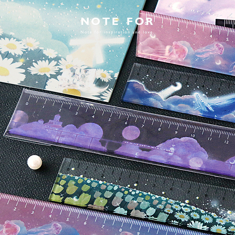 1 бр. Сладка 15 см звездно небе права линийка Многофункционална мечтана акрилна линийка Инструменти за измерване Направи си сам Scrapbooking Училищни офис консумативи