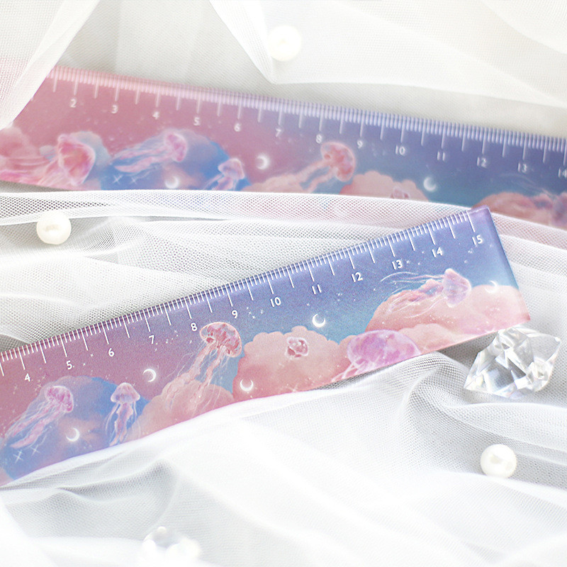 1 бр. Сладка 15 см звездно небе права линийка Многофункционална мечтана акрилна линийка Инструменти за измерване Направи си сам Scrapbooking Училищни офис консумативи