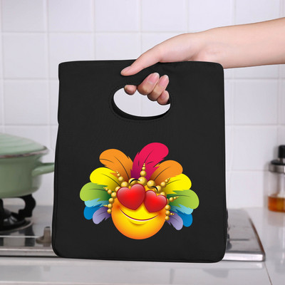 Φορητή τσάντα μεσημεριανού γεύματος μονωμένη τσάντα ψυγείου Θερμική τσάντα για πικ-νικ για γυναίκες κορίτσι Παιδιά Παιδιά τσάντες αποθήκευσης τροφίμων με τυπωμένα πούπουλα