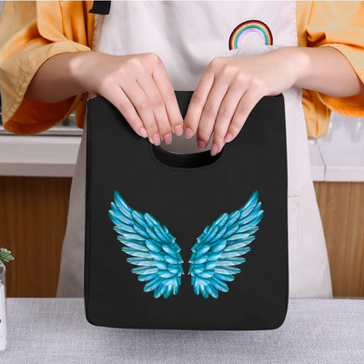 Φορητή τσάντα μεσημεριανού γεύματος μονωμένη τσάντα ψυγείου Θερμική τσάντα για πικ-νικ για γυναίκες κορίτσι Παιδιά Παιδιά τσάντες αποθήκευσης τροφίμων με τυπωμένα πούπουλα