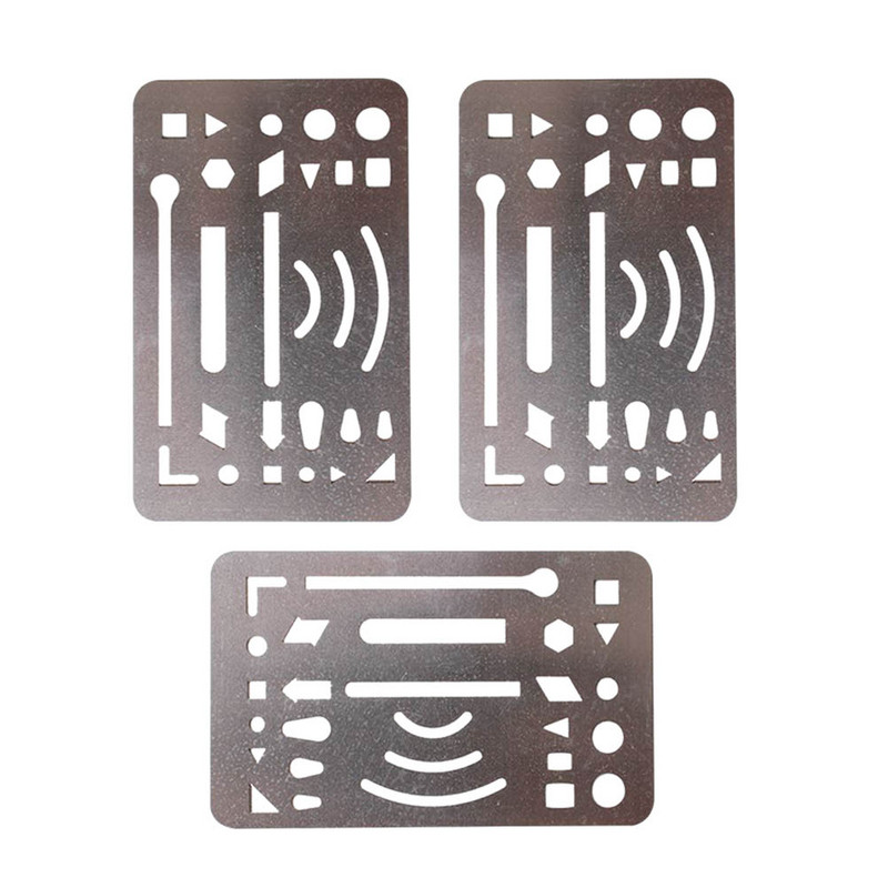 3 τμχ Ασπίδα διαγραφής Σχέδιο Πρότυπο σχεδίασης από χάλυβα Ανοξείδωτο μέταλλο Στένσιλ εργαλείων χειροτεχνίας Πρότυπα γόμας Εργαλεία κύκλου γεωμετρικά