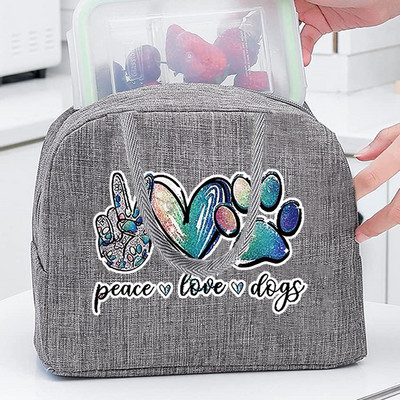 Termiskās pārtikas piknika pusdienu kaste, izolēta skolas bērnu soma, kas paredzēta darba suņu pēdu nospiedumu raksta aukstuma soma sievietēm