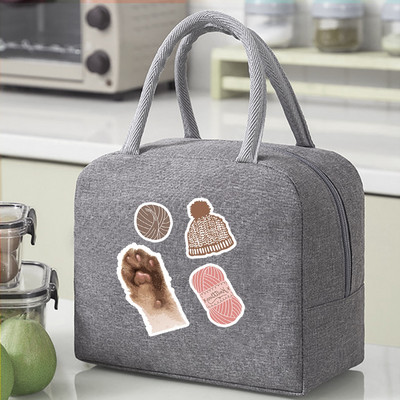 Termiskās pārtikas piknika pusdienu kaste, izolēta skolas bērnu soma, kas paredzēta darba suņu pēdu nospiedumu raksta aukstuma soma sievietēm