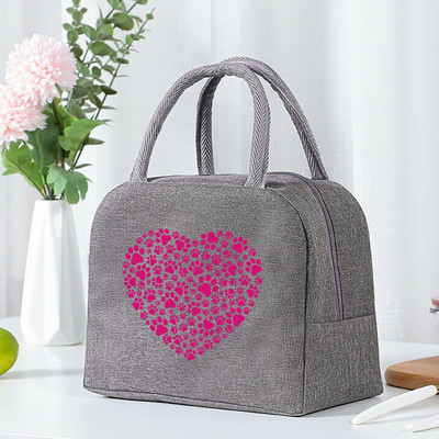 Termiskās pārtikas piknika pusdienu kaste, izolēta skolas bērnu soma, kas paredzēta darba suņu pēdu nospiedumu raksta aukstuma soma sievietēm