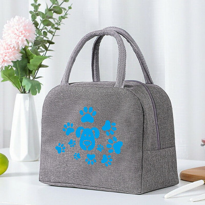 Termiskās pārtikas piknika pusdienu kaste, izolēta skolas bērnu soma, kas paredzēta darba suņu pēdu nospiedumu raksta aukstuma soma sievietēm