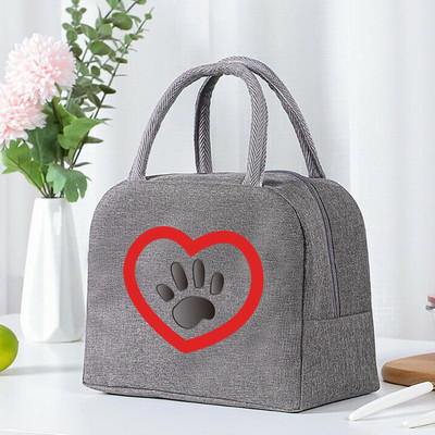 Termiskās pārtikas piknika pusdienu kaste, izolēta skolas bērnu soma, kas paredzēta darba suņu pēdu nospiedumu raksta aukstuma soma sievietēm