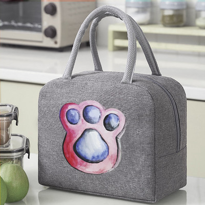 Termiskās pārtikas piknika pusdienu kaste, izolēta skolas bērnu soma, kas paredzēta darba suņu pēdu nospiedumu raksta aukstuma soma sievietēm