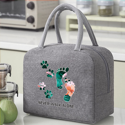 Termiskās pārtikas piknika pusdienu kaste, izolēta skolas bērnu soma, kas paredzēta darba suņu pēdu nospiedumu raksta aukstuma soma sievietēm