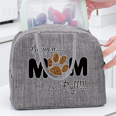 Termiskās pārtikas piknika pusdienu kaste, izolēta skolas bērnu soma, kas paredzēta darba suņu pēdu nospiedumu raksta aukstuma soma sievietēm