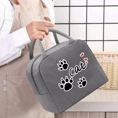 Termiskās pārtikas piknika pusdienu kaste, izolēta skolas bērnu soma, kas paredzēta darba suņu pēdu nospiedumu raksta aukstuma soma sievietēm