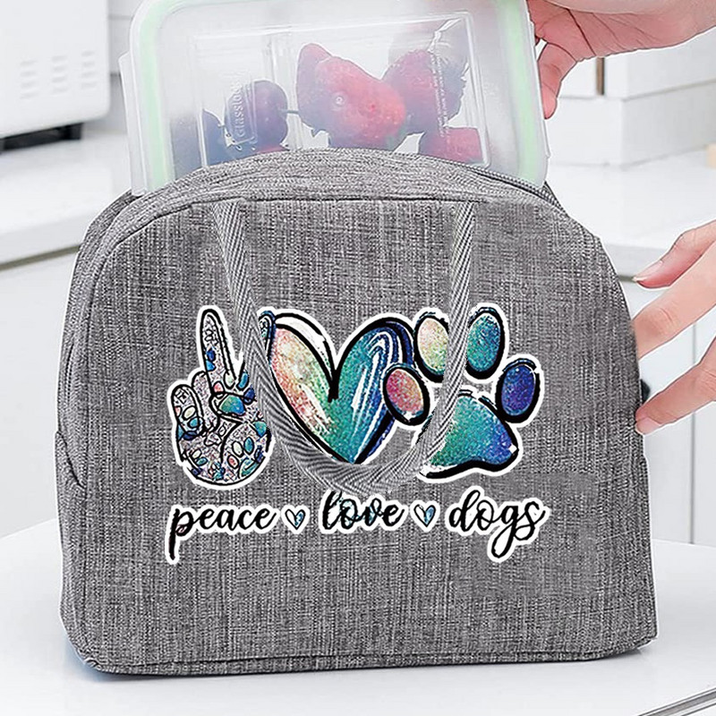 Termiskās pārtikas piknika pusdienu kaste, izolēta skolas bērnu soma, kas paredzēta darba suņu pēdu nospiedumu raksta aukstuma soma sievietēm