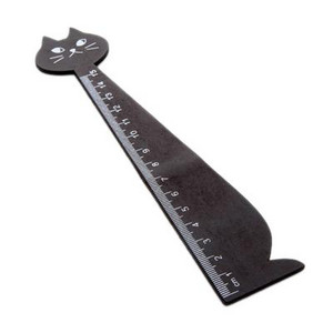 15 cm miela katės formos liniuotė miela medinė gyvūno tiesi liniuotė Dovana vaikams mokyklinės prekės Kanceliarinės prekės juoda geltona 1 vnt.