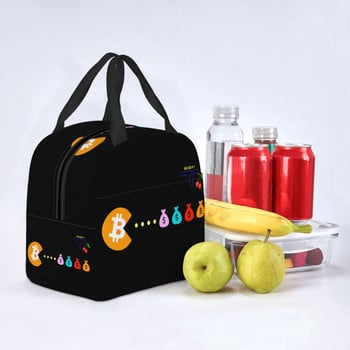 Bitcoin Eats Dollar Lunch Box Γυναικείο πορτοφόλι κρυπτονομισμάτων Θερμικό ψυγείο με μόνωση τροφίμων Τσάντα μεσημεριανού γεύματος Παιδική σχολική τσάντα για πικνίκ