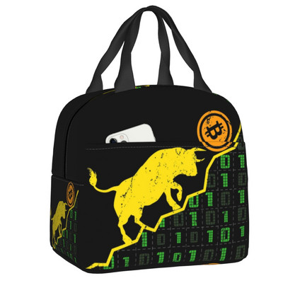 Bitcoin Eats Dollar Kutija za ručak Žene Novčanik za kriptovalute Termalni hladnjak Torba za ručak s izolacijom za djecu Dječje školske torbe za piknik