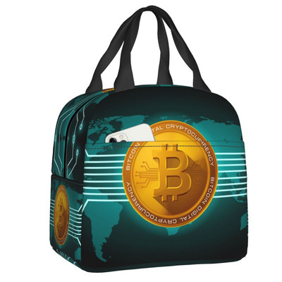 Bitcoin Eats Dollar Kutija za ručak Žene Novčanik za kriptovalute Termalni hladnjak Torba za ručak s izolacijom za djecu Dječje školske torbe za piknik