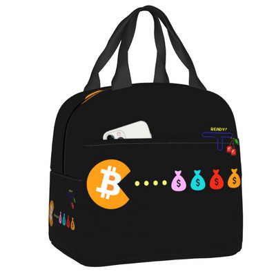 Bitcoin Eats Dollar Kutija za ručak Žene Novčanik za kriptovalute Termalni hladnjak Torba za ručak s izolacijom za djecu Dječje školske torbe za piknik