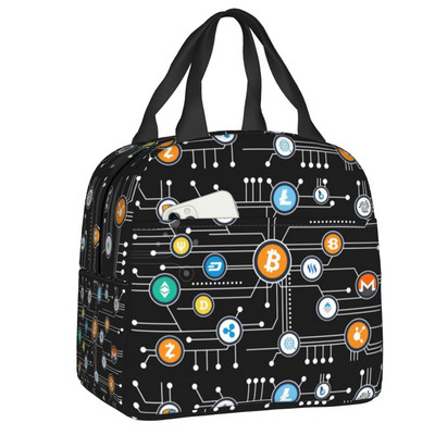 Bitcoin Eats Dollar Kutija za ručak Žene Novčanik za kriptovalute Termalni hladnjak Torba za ručak s izolacijom za djecu Dječje školske torbe za piknik