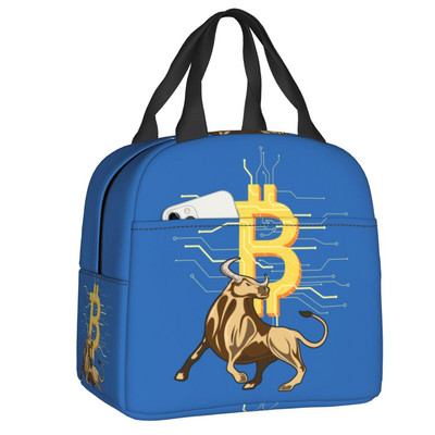 Bitcoin Eats Dollar Kutija za ručak Žene Novčanik za kriptovalute Termalni hladnjak Torba za ručak s izolacijom za djecu Dječje školske torbe za piknik