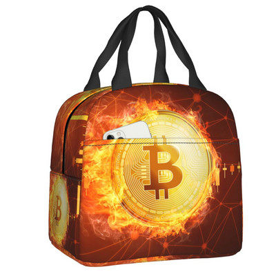 Bitcoin Eats Dollar Kutija za ručak Žene Novčanik za kriptovalute Termalni hladnjak Torba za ručak s izolacijom za djecu Dječje školske torbe za piknik