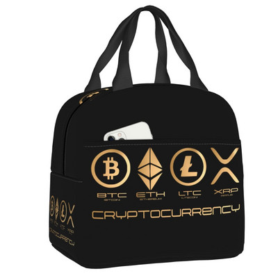 Bitcoin Eats Dollar Kutija za ručak Žene Novčanik za kriptovalute Termalni hladnjak Torba za ručak s izolacijom za djecu Dječje školske torbe za piknik