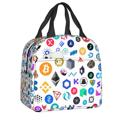Bitcoin Eats Dollar Kutija za ručak Žene Novčanik za kriptovalute Termalni hladnjak Torba za ručak s izolacijom za djecu Dječje školske torbe za piknik