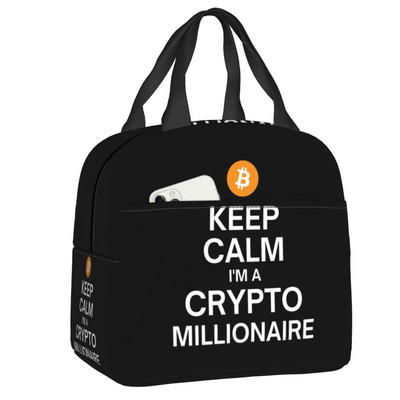 Bitcoin Eats Dollar Kutija za ručak Žene Novčanik za kriptovalute Termalni hladnjak Torba za ručak s izolacijom za djecu Dječje školske torbe za piknik