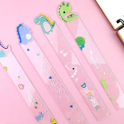 Dinoszaurusz vonalzó Kawaii Kiegészítők Átlátszó Koreai Aranyos Irodaszerek 15cm Barkács rajzeszközök Regla Iskolaszerek Diákvonalzók