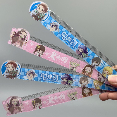 Anime Demon Slayer Kimetsu No Yaiba Kamado Tanjirou Nezuko 15 cm-es egyenes vonalzó Barkácsolás Rajz Vonalzók Gyerek Iskola Írószer ajándék