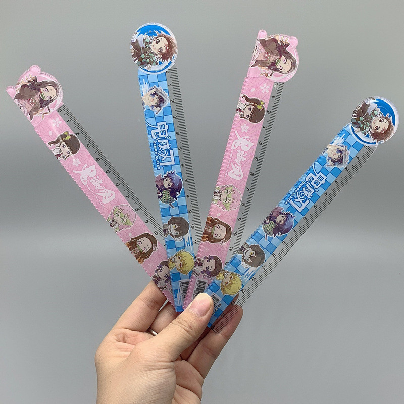 Anime Demon Slayer Kimetsu No Yaiba Kamado Tanjirou Nezuko 15 cm-es egyenes vonalzó Barkácsolás Rajz Vonalzók Gyerek Iskola Írószer ajándék