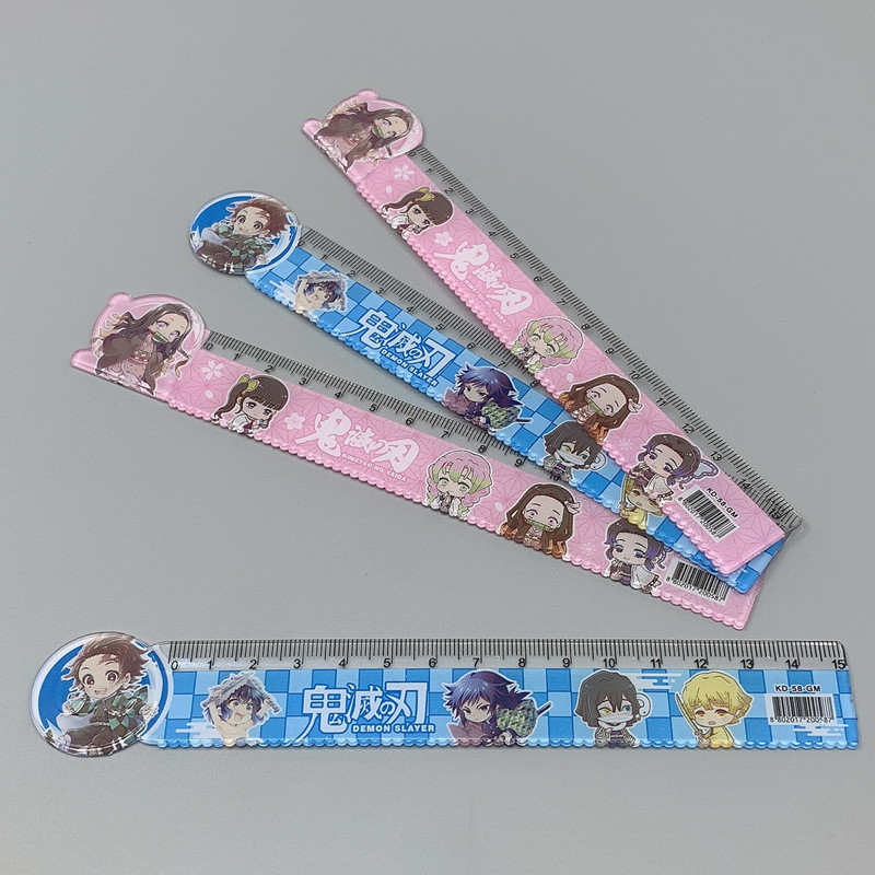 Anime Demon Slayer Kimetsu No Yaiba Kamado Tanjirou Nezuko 15 cm-es egyenes vonalzó Barkácsolás Rajz Vonalzók Gyerek Iskola Írószer ajándék