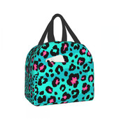 Τσάντα μεσημεριανού τυπώματος Leopard Πράσινη Τσάντα τσάντα με μόνωση Leopard Πράσινη μονωμένη τσάντα μεσημεριανού γεύματος για γυναίκες άντρες Έφηβοι κορίτσια αγόρια