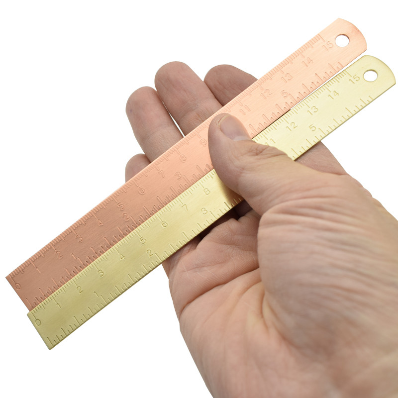 Ravno ravnalo od mesinga i crvenog bakra od 15 cm za uredske školske tiskanice Metalne slike za crtanje Mjerni alati Oznaka