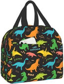 Cutie de prânz colorată cu dinozaur, geantă de prânz termoizolantă reutilizabilă, cutie frigorifică, cu închidere cu fermoar din buzunar frontal pentru femei/bărbați/fete