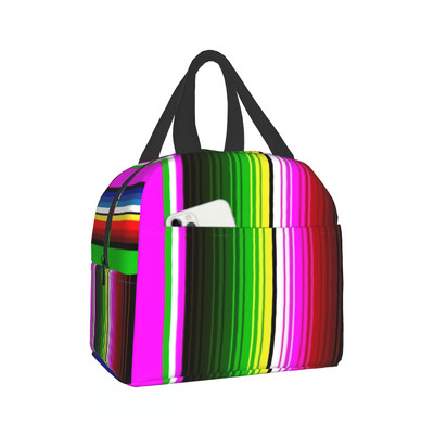 Boho Mexican Serape Stripes bērnu pusdienu kaste, izolēta, mīksta soma dzesētājs Atpakaļ uz skolu Thermal Meal Tote komplekts meitenēm zēniem