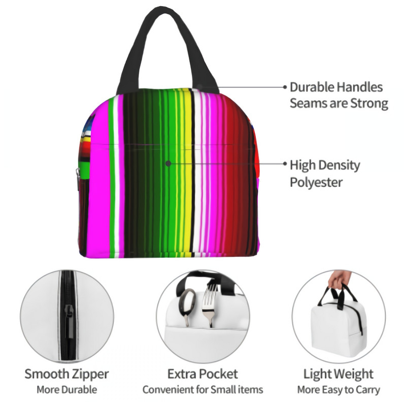 Boho meksički Serape Stripes Dječja kutija za ručak Izolirana mekana torba Hladnjak Povratak u školu Termalna torba za obrok za djevojčice i dječake