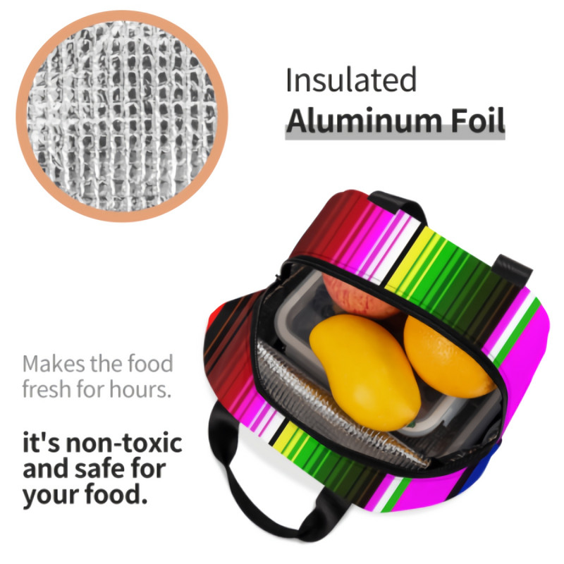 Boho meksički Serape Stripes Dječja kutija za ručak Izolirana mekana torba Hladnjak Povratak u školu Termalna torba za obrok za djevojčice i dječake