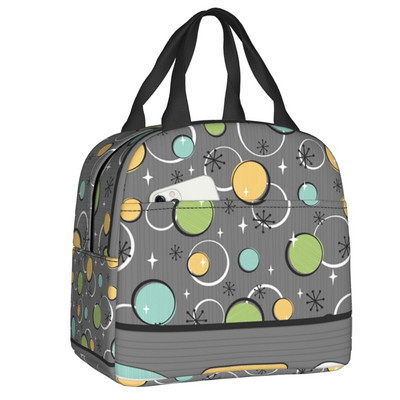 Toplinski izolirana torba za ručak sa svijetlim točkastim tratinčicama, vintage karavanski uzorak, posuda za ručak, kutija za hranu za žene Happy Camper