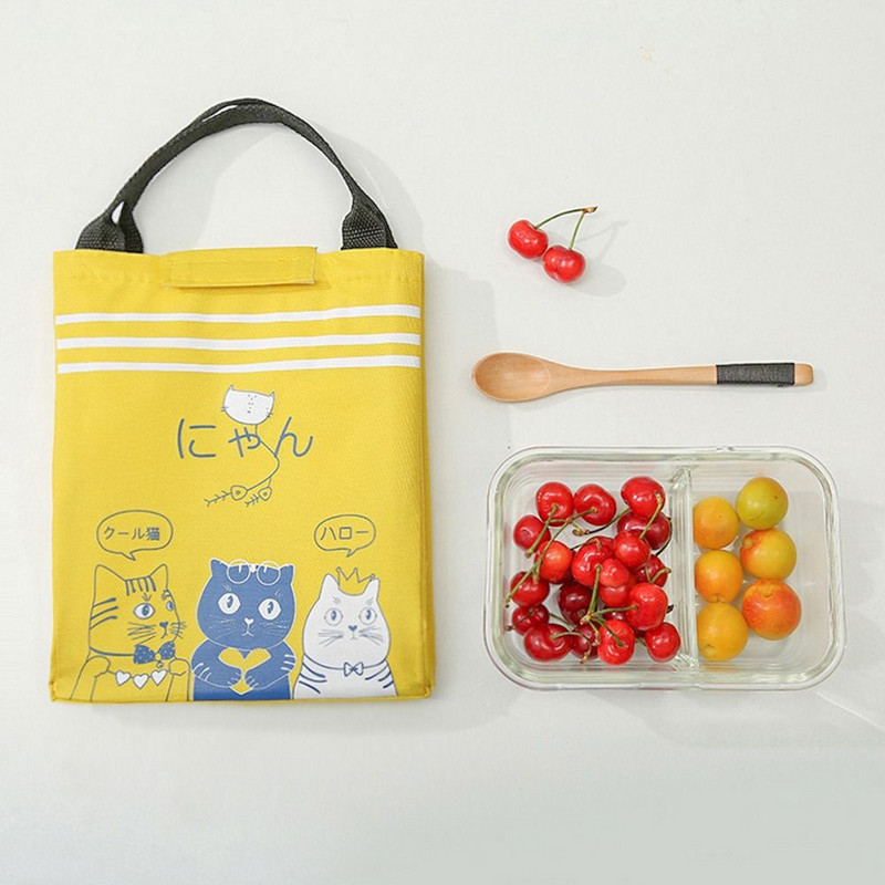 Slatka crtana mačka, dijete, student, putna torba za pohranu, hladnjak, torba za ručak, izolirana termo torba, organizator doručka, kutija za ručak
