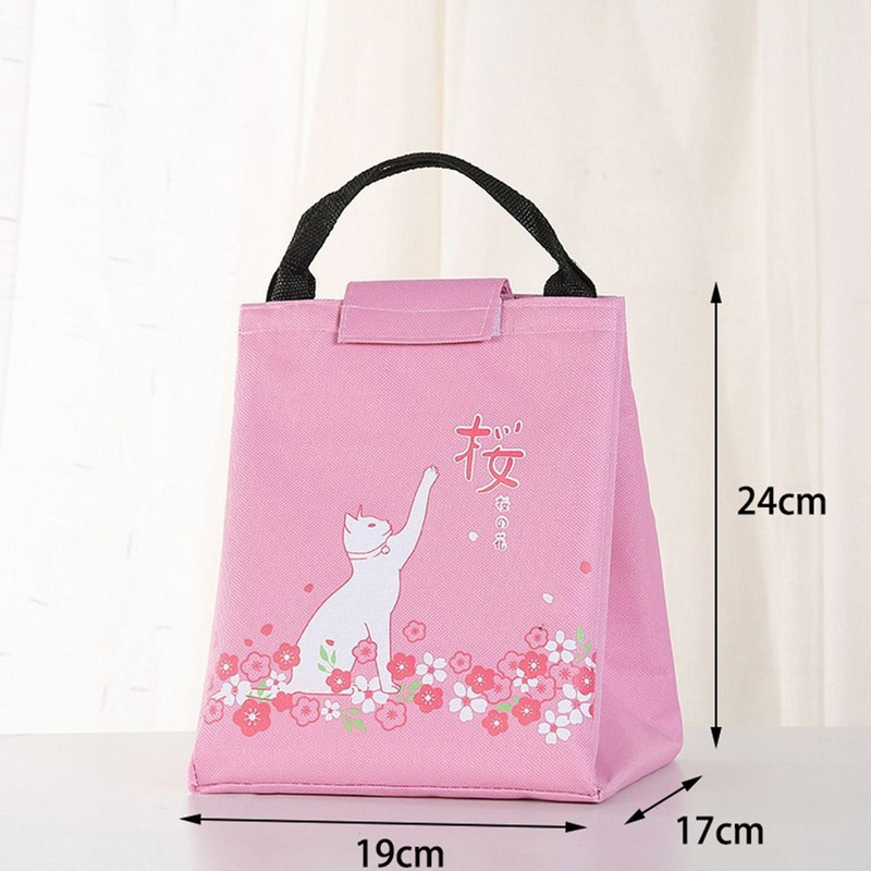 Slatka crtana mačka, dijete, student, putna torba za pohranu, hladnjak, torba za ručak, izolirana termo torba, organizator doručka, kutija za ručak