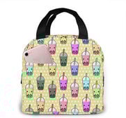 Pungi de prânz izolate cu ceai Boba pentru femei Geantă frigorifică cu buzunar frontal Cutie de prânz Geantă de prânz reutilizabilă pentru bărbați, adulți, fete