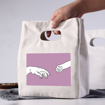 Modes zīmols Print Tote Izolācijas pusdienu soma Mājīga ceļojumu pārnēsājama liela ietilpība termiskā pusdienu soma Rokassomas Ikdienas audekla somas