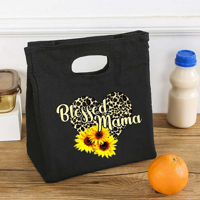 Blessed Mom Functional Cooler Lunch Box Τσάντες από καμβά Bento Tote Thermal Picnic Θήκη αποθήκευσης τροφίμων Δώρο των Ευχαριστιών