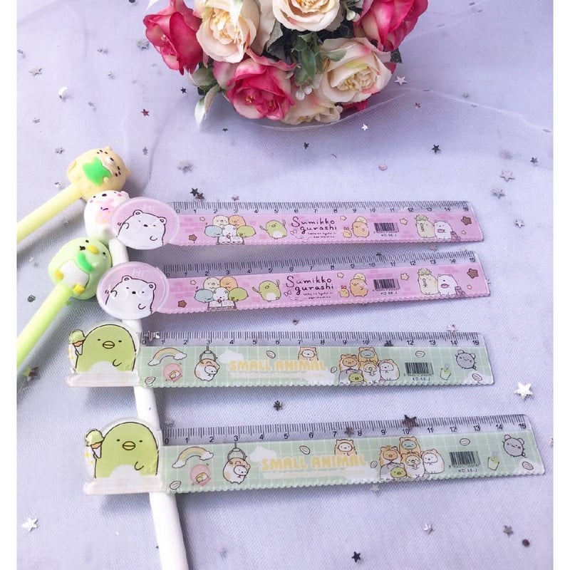 San-X SUMIKKO GURASHI 15 cm aranyos állat, egyenes vonalzó Kawaii mérőeszköz Írószer rajz Irodai kellékek gyerekeknek ajándék