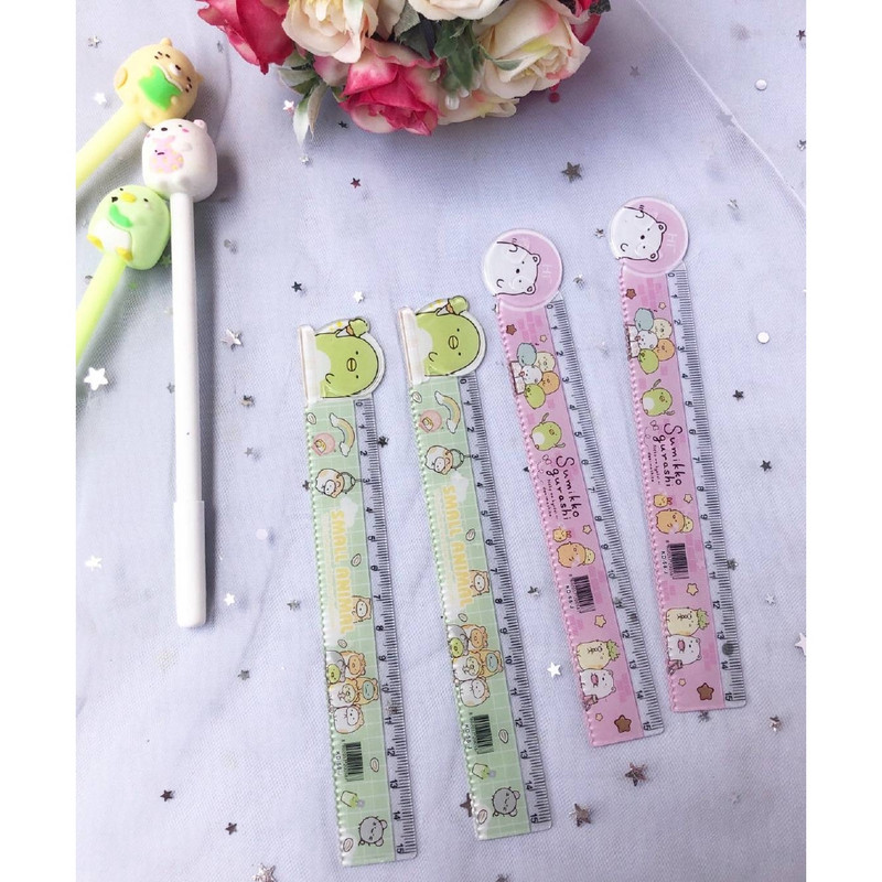 San-X SUMIKKO GURASHI 15 cm aranyos állat, egyenes vonalzó Kawaii mérőeszköz Írószer rajz Irodai kellékek gyerekeknek ajándék