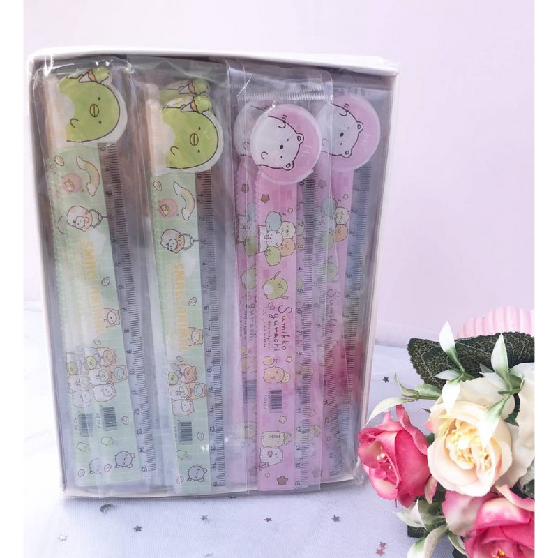 San-X SUMIKKO GURASHI 15 cm aranyos állat, egyenes vonalzó Kawaii mérőeszköz Írószer rajz Irodai kellékek gyerekeknek ajándék