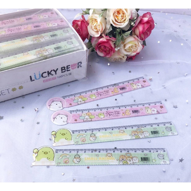 San-X SUMIKKO GURASHI 15 cm aranyos állat, egyenes vonalzó Kawaii mérőeszköz Írószer rajz Irodai kellékek gyerekeknek ajándék