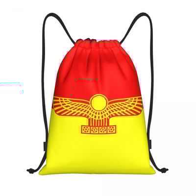 Prilagođeni asirski bog Ašur na crnim torbama s uzicom Muškarci Žene Lagani ruksak za pohranu u sportskoj teretani sa starom zastavom