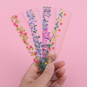 Flower Ruler Kawaii Корейски канцеларски материали Прозрачен 15 см Regla Ученически пособия Инструмент за рисуване Papeleria Аксесоари Училищни правила