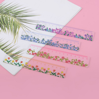 Cvjetno ravnalo Kawaii korejski pribor za pisanje prozirni 15 cm Regla školski pribor Alat za crtanje Papeleria pribor Školska pravila