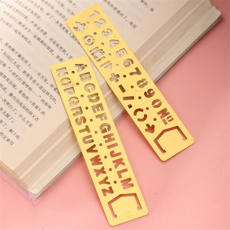 1PC Creative Vintage Hollow Metal Ruler Kawaii Letter Number Χάρακες σελιδοδεικτών Πρότυπο χάρακα για παιδιά Σχολικά και γραφειακά είδη δώρων